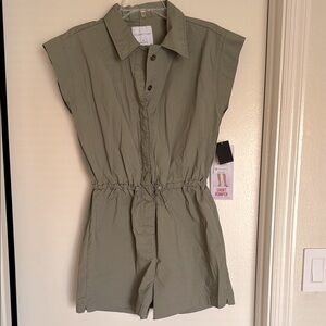 Celebrity Pink Green Button-Up Romper